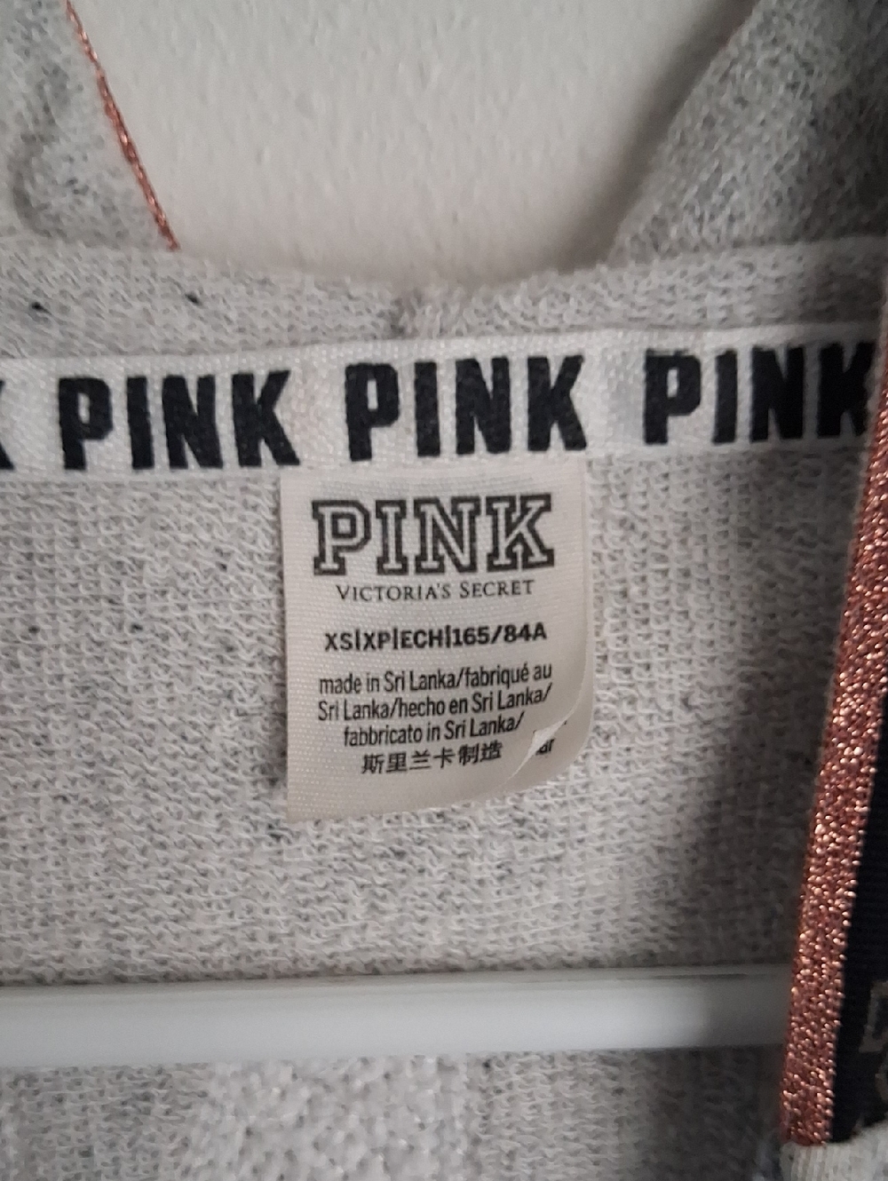Victoria's Secret PINK Bling Hoodie Metallic Silver Gray XS - Picture 4 of 7